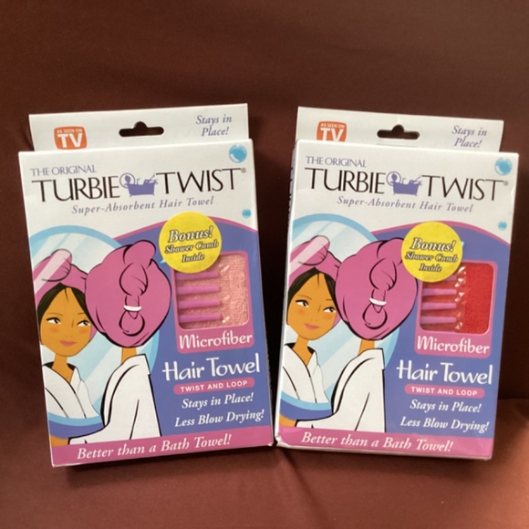 The Original Turbie Twist Hair Towel Bundle 2 packs Super Absorbent NEW - Picture 4 of 8